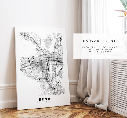 Reno Map Print - City Map Poster - Map Art - USA City Maps - Reno Print - Reno Poster - Minimalist City Map - Nevada