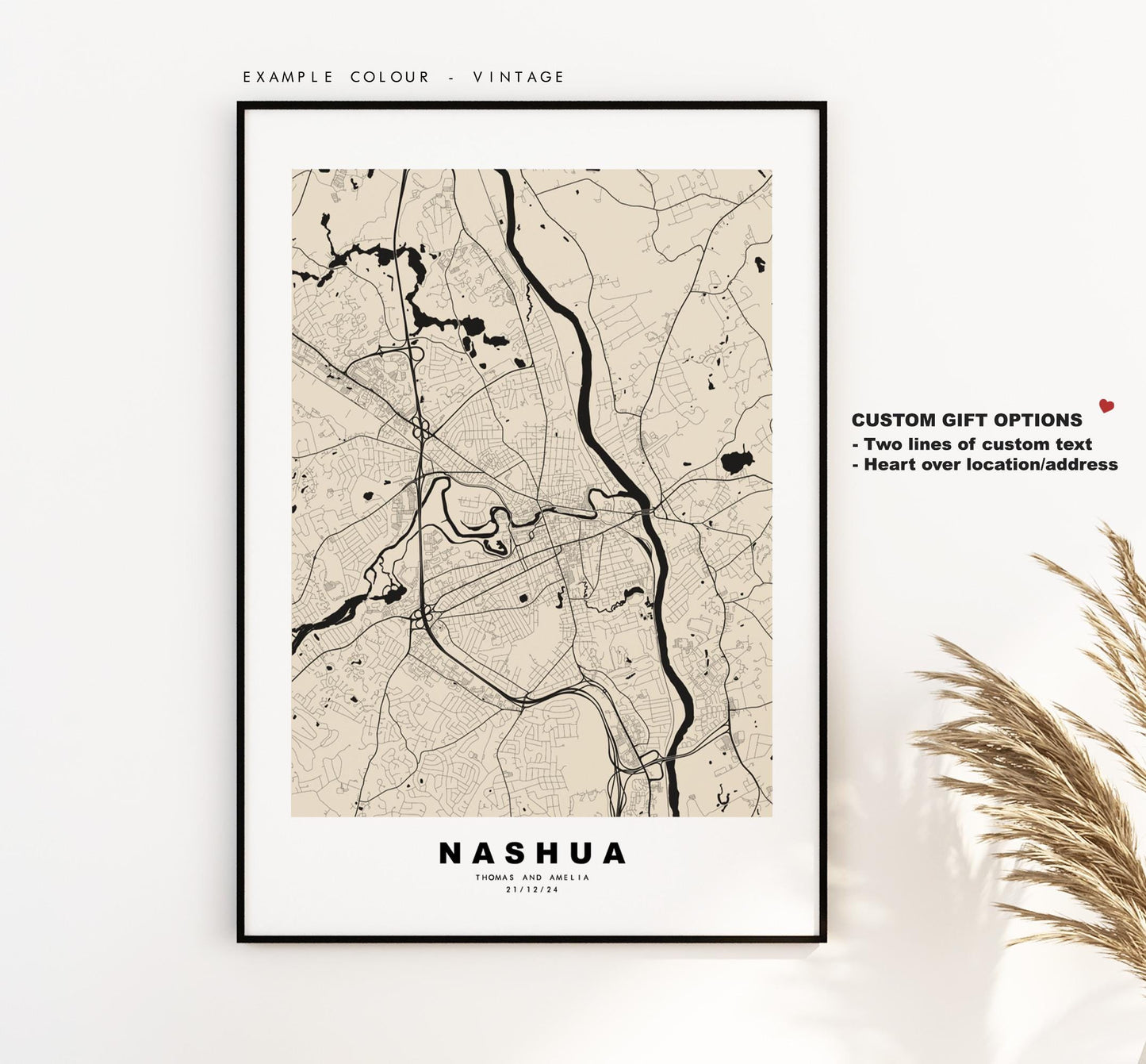 Nashua Map Print - City Map Poster - Map Art - USA City Maps - Nashua Print - Nashua Poster - Minimalist City Map - New Hampshire