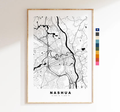 Nashua Map Print - City Map Poster - Map Art - USA City Maps - Nashua Print - Nashua Poster - Minimalist City Map - New Hampshire