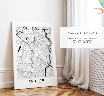 Clifton Map Print (New Jersey) - City Map Poster - Map Art - USA City Maps - Clifton Print -  Poster - Minimalist City Map - New Jersey