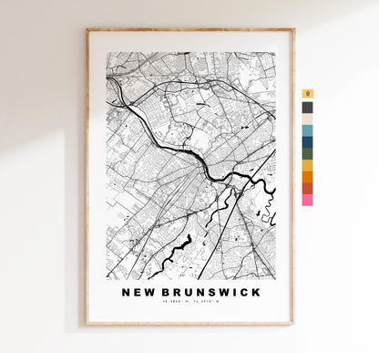 New Brunswick Map Print - City Map Poster - Map Art - USA City Maps - New Brunswick Print - Poster - Minimalist City Map - New Jersey