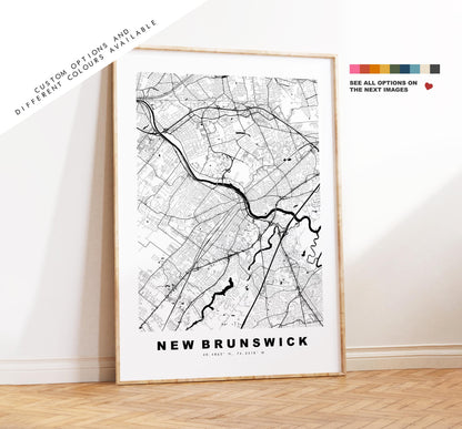 New Brunswick Map Print - City Map Poster - Map Art - USA City Maps - New Brunswick Print - Poster - Minimalist City Map - New Jersey