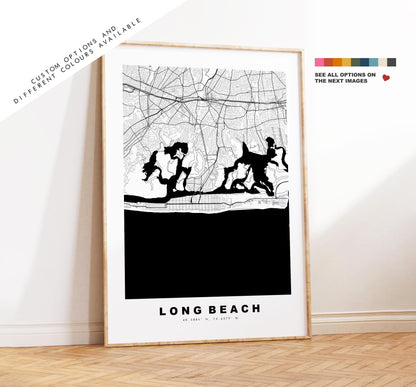 Long Beach Map Print - City Map Poster - Map Art - USA City Maps - Long Beach Print - Long Beach Poster - Minimalist City Map - New York