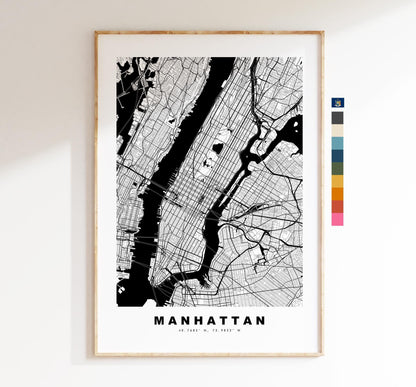 Manhattan Map Print - City Map Poster - Map Art - USA City Maps - Manhattan Print - Manhattan Poster - Minimalist City Map - New York