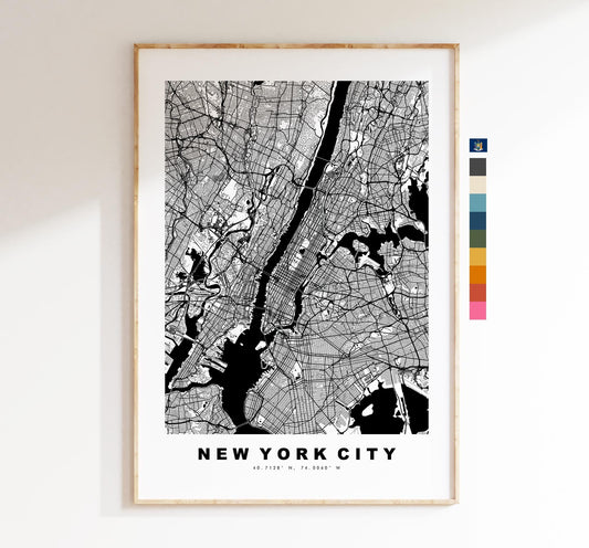 New York City Map Print - City Map Poster - Map Art - USA City Maps - New York City Print - NYC Poster - Minimalist City Map - New York