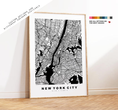 New York City Map Print - City Map Poster - Map Art - USA City Maps - New York City Print - NYC Poster - Minimalist City Map - New York