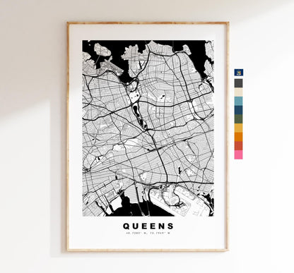 Queens Map Print - City Map Poster - Map Art - USA City Maps - Queens Print - Queens Poster - Minimalist City Map - New York