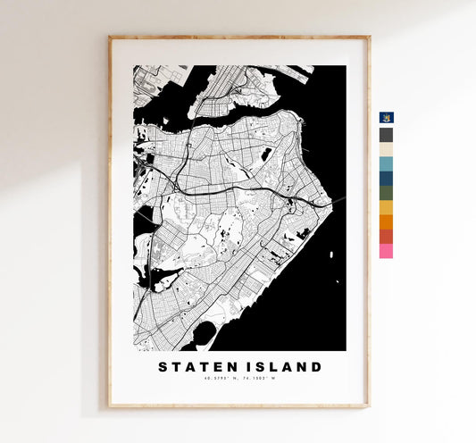 Staten Island Map Print - City Map Poster - Map Art - USA City Maps - Staten Island Print - Poster - Minimalist City Map - New York