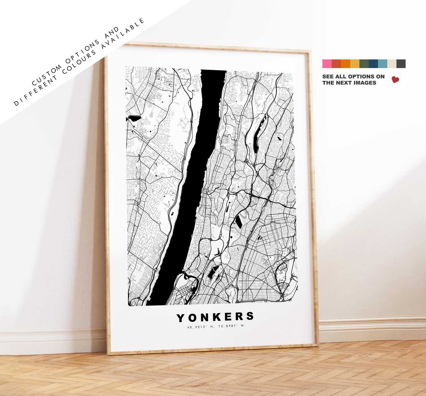 Yonkers Map Print - City Map Poster - Map Art - USA City Maps - Yonkers Print - Yonkers Poster - Minimalist City Map - New York