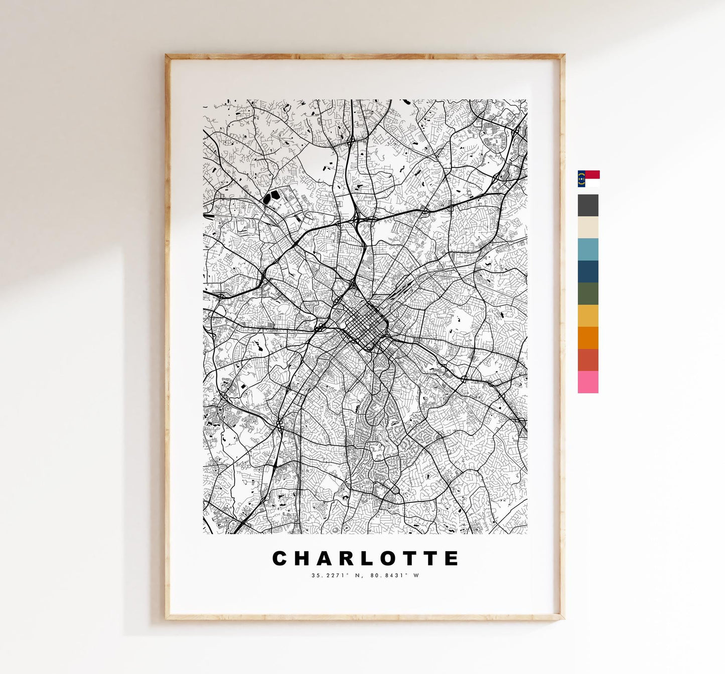 Charlotte Map Print - City Map Poster - Map Art - USA City Maps - Charlotte Print - Charlotte Poster - Minimalist City Map - North Carolina