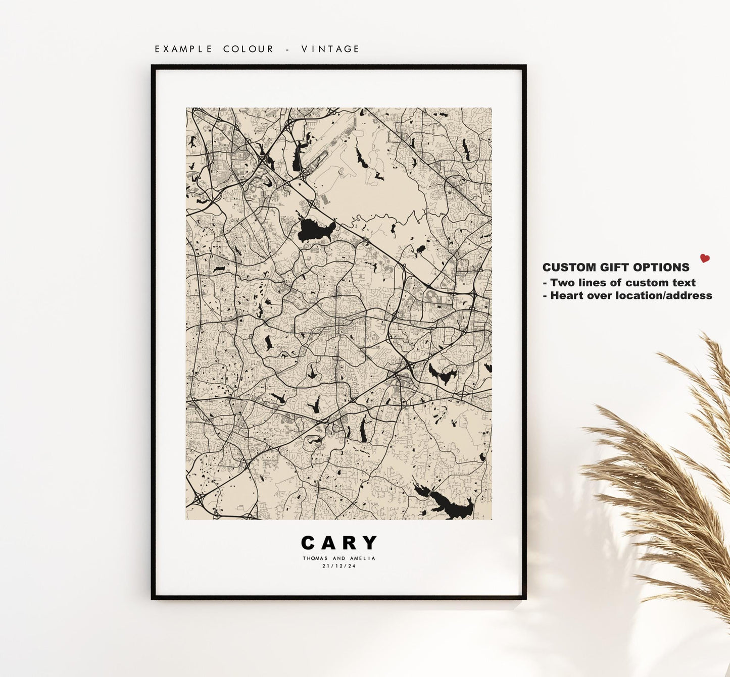 Cary Map Print - City Map Poster - Map Art - USA City Maps - Cary Print - Cary Poster - Minimalist City Map - North Carolina