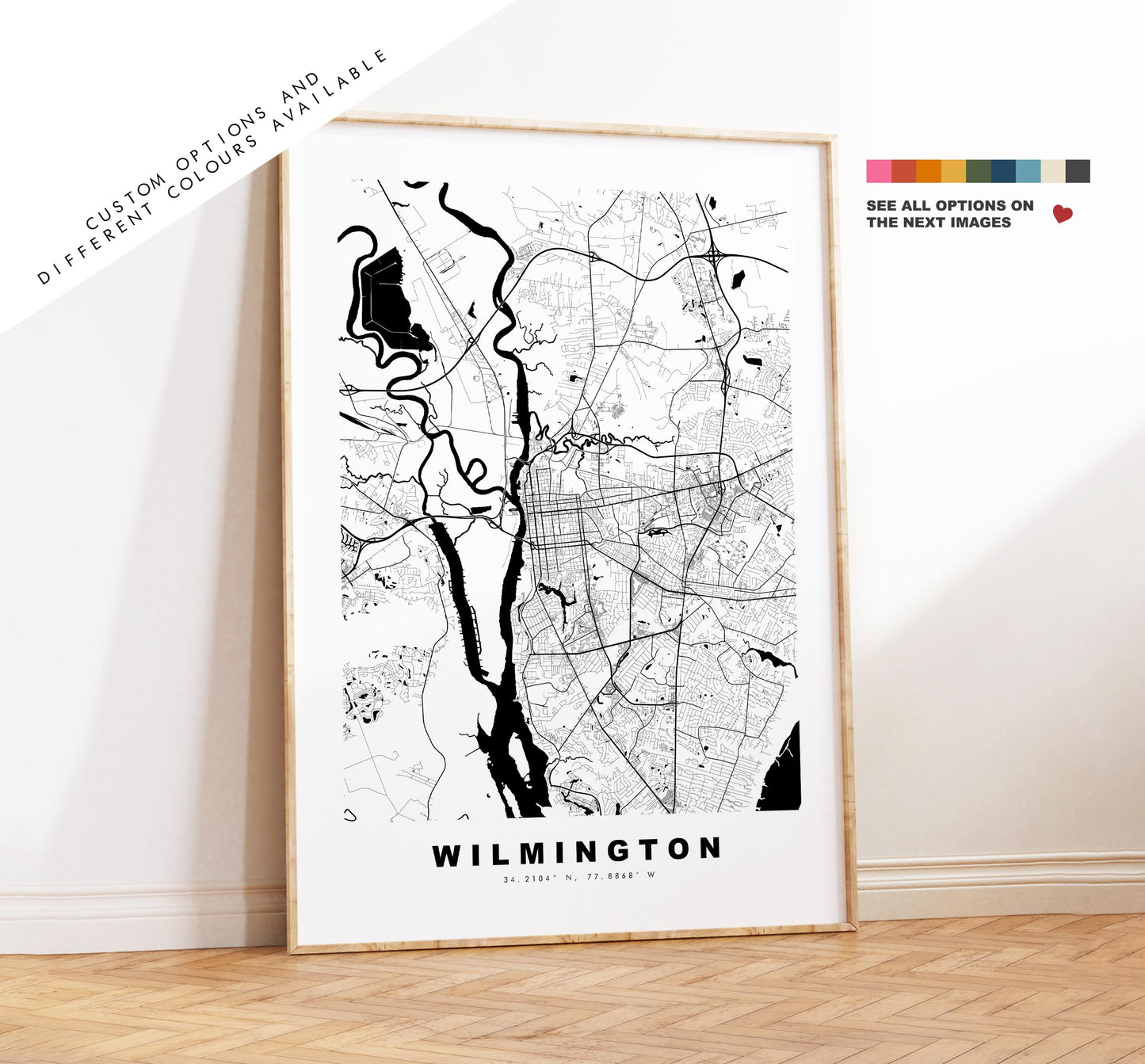 Wilmington Map Print - City Map Poster - Map Art - USA City Maps - Wilmington Print -  Poster - Minimalist City Map - North Carolina