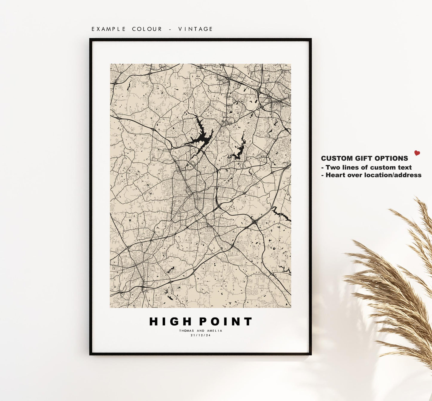 High Point Map Print - City Map Poster - Map Art - USA City Maps - High Point Print - Poster - Minimalist City Map - North Carolina