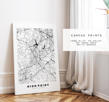 High Point Map Print - City Map Poster - Map Art - USA City Maps - High Point Print - Poster - Minimalist City Map - North Carolina