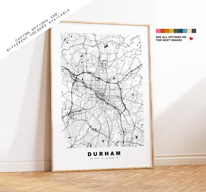 Durham Map Print (North Carolina) - City Map Poster - Map Art - USA City Maps - Print - Poster - Minimalist City Map - North Carolina