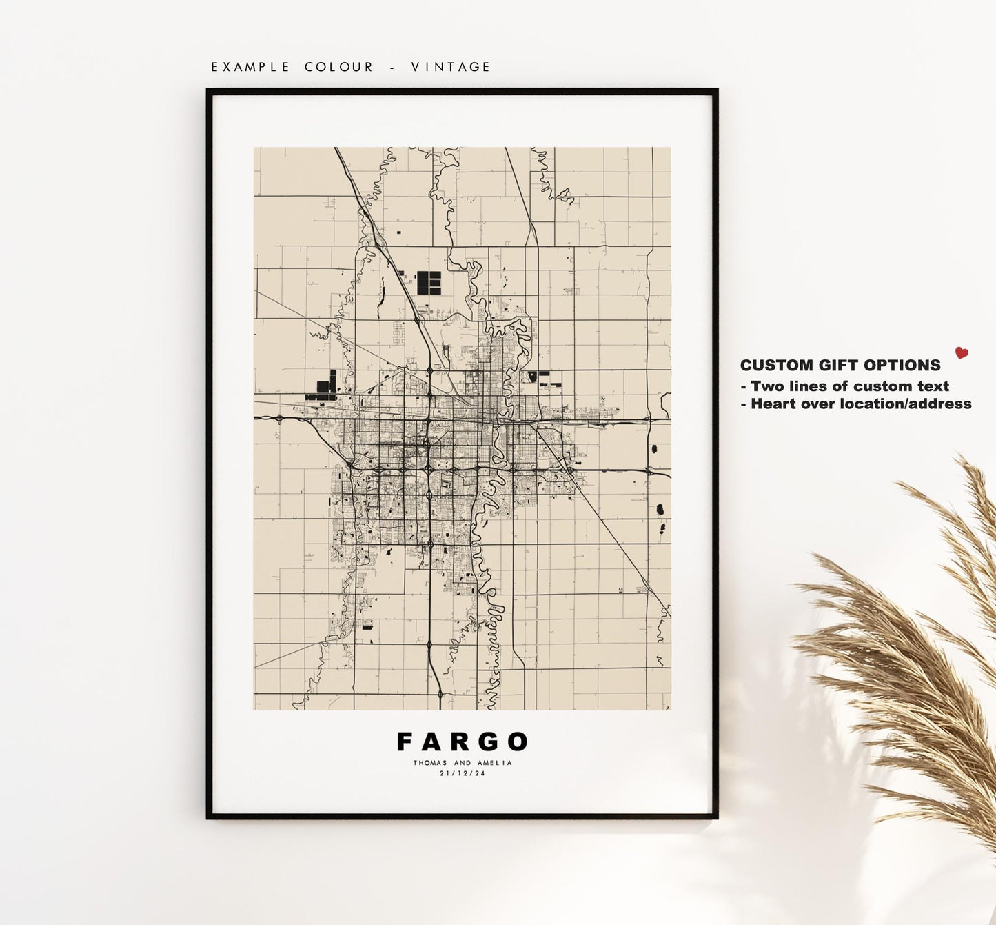 Fargo Map Print - City Map Poster - Map Art - USA City Maps - Fargo Print - Fargo Poster - Minimalist City Map - North Dakota