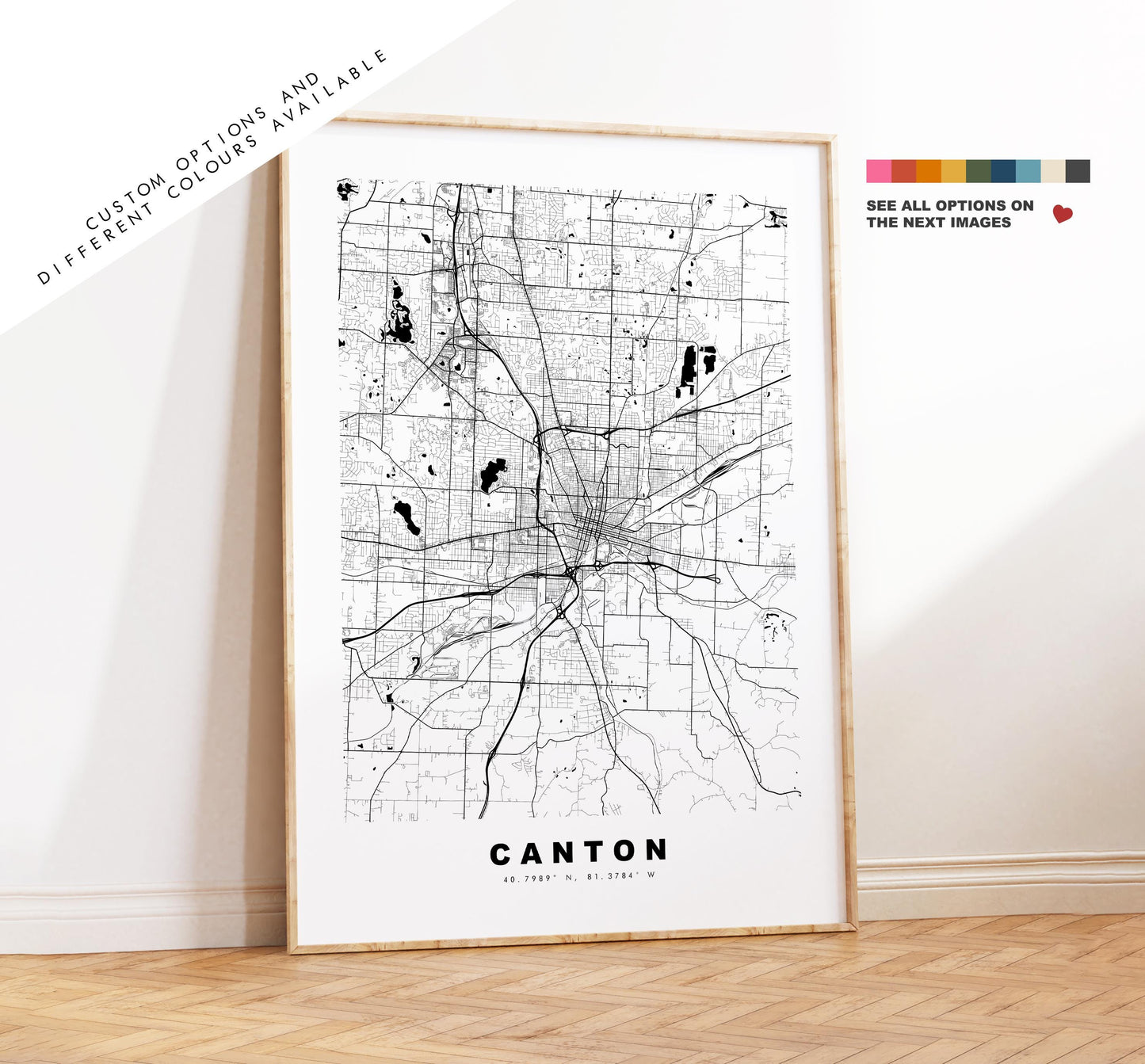 Canton Map Print - City Map Poster - Map Art - USA City Maps - Canton Print - Canton Poster - Minimalist City Map - Ohio