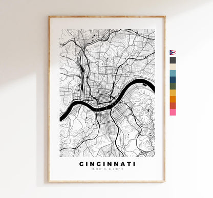 Cincinnati Map Print - City Map Poster - Map Art - USA City Maps - Cincinnati Print - Cincinnati Poster - Minimalist City Map - Ohio