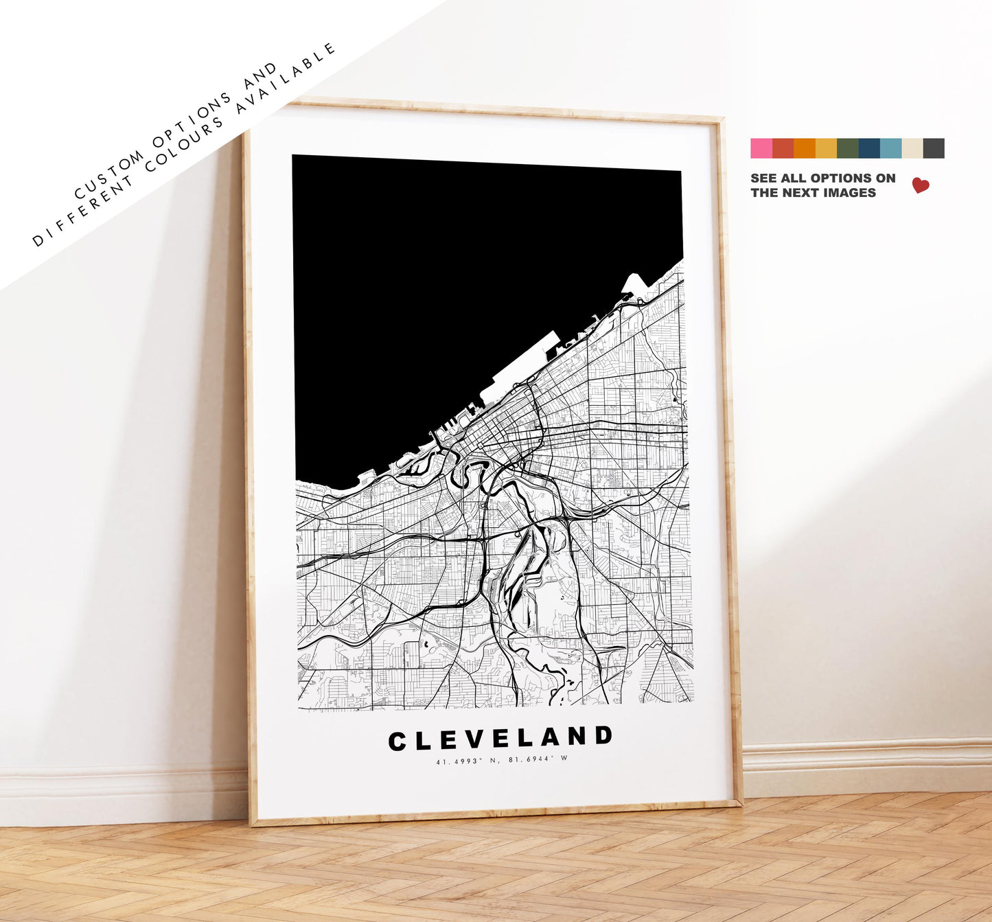 Cleveland Map Print - City Map Poster - Map Art - USA City Maps - Cleveland Print - Cleveland Poster - Minimalist City Map - Ohio