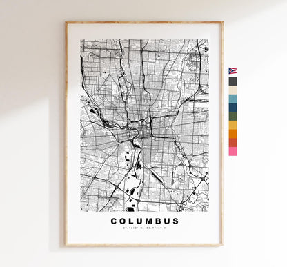 Columbus Map Print - City Map Poster - Map Art - USA City Maps - Columbus Print - Columbus Poster - Minimalist City Map - Ohio