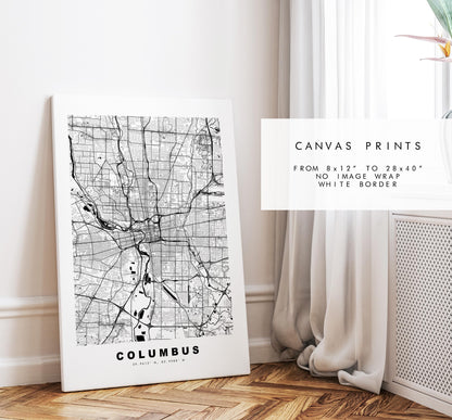 Columbus Map Print - City Map Poster - Map Art - USA City Maps - Columbus Print - Columbus Poster - Minimalist City Map - Ohio