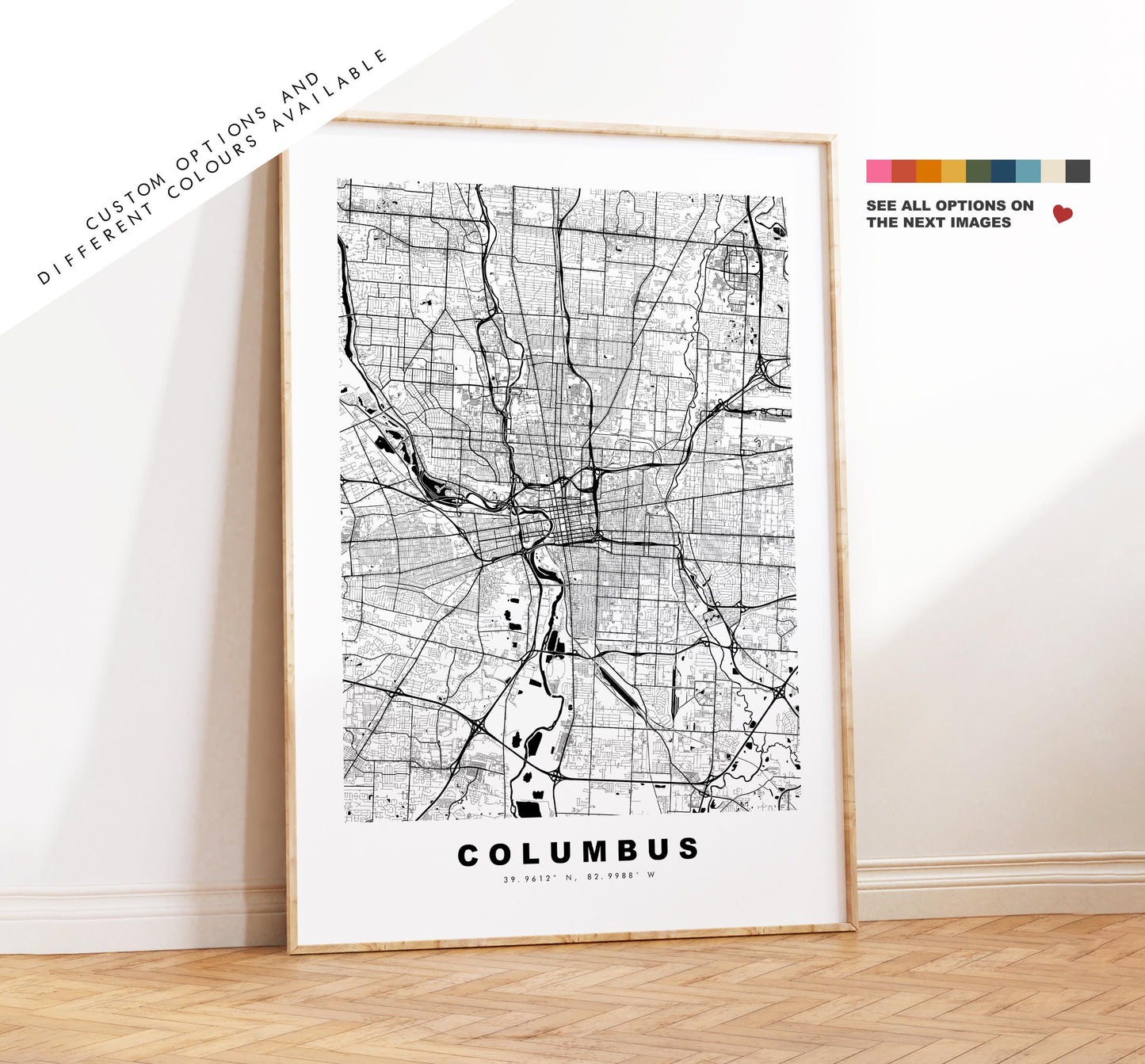 Columbus Map Print - City Map Poster - Map Art - USA City Maps - Columbus Print - Columbus Poster - Minimalist City Map - Ohio