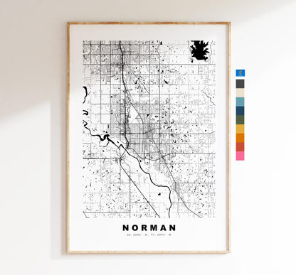 Norman Map Print - City Map Poster - Map Art - USA City Maps - Norman Print - Norman Poster - Minimalist City Map - Oklahoma