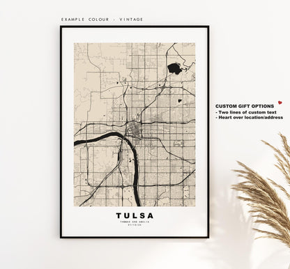 Tulsa Map Print - City Map Poster - Map Art - USA City Maps - Tulsa Print - Tulsa Poster - Minimalist City Map - Oklahoma