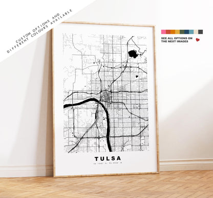 Tulsa Map Print - City Map Poster - Map Art - USA City Maps - Tulsa Print - Tulsa Poster - Minimalist City Map - Oklahoma