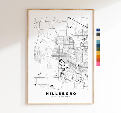 Hillsboro Map Print - City Map Poster - Map Art - USA City Maps - Hillsboro Print - Hillsboro Poster - Minimalist City Map - Oregon