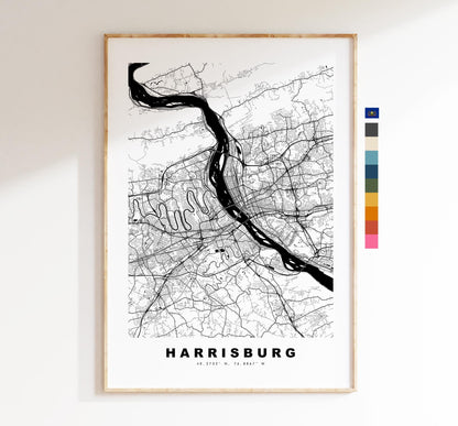 Harrisburg Map Print - City Map Poster - Map Art - USA City Maps - Harrisburg Print - Harrisburg Poster - Minimalist City Map - Pennsylvania