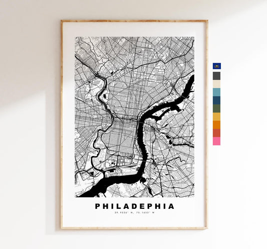 Philadelphia Map Print - City Map Poster - Map Art - USA City Maps - Philadelphia Print -  Poster - Minimalist City Map - Pennsylvania