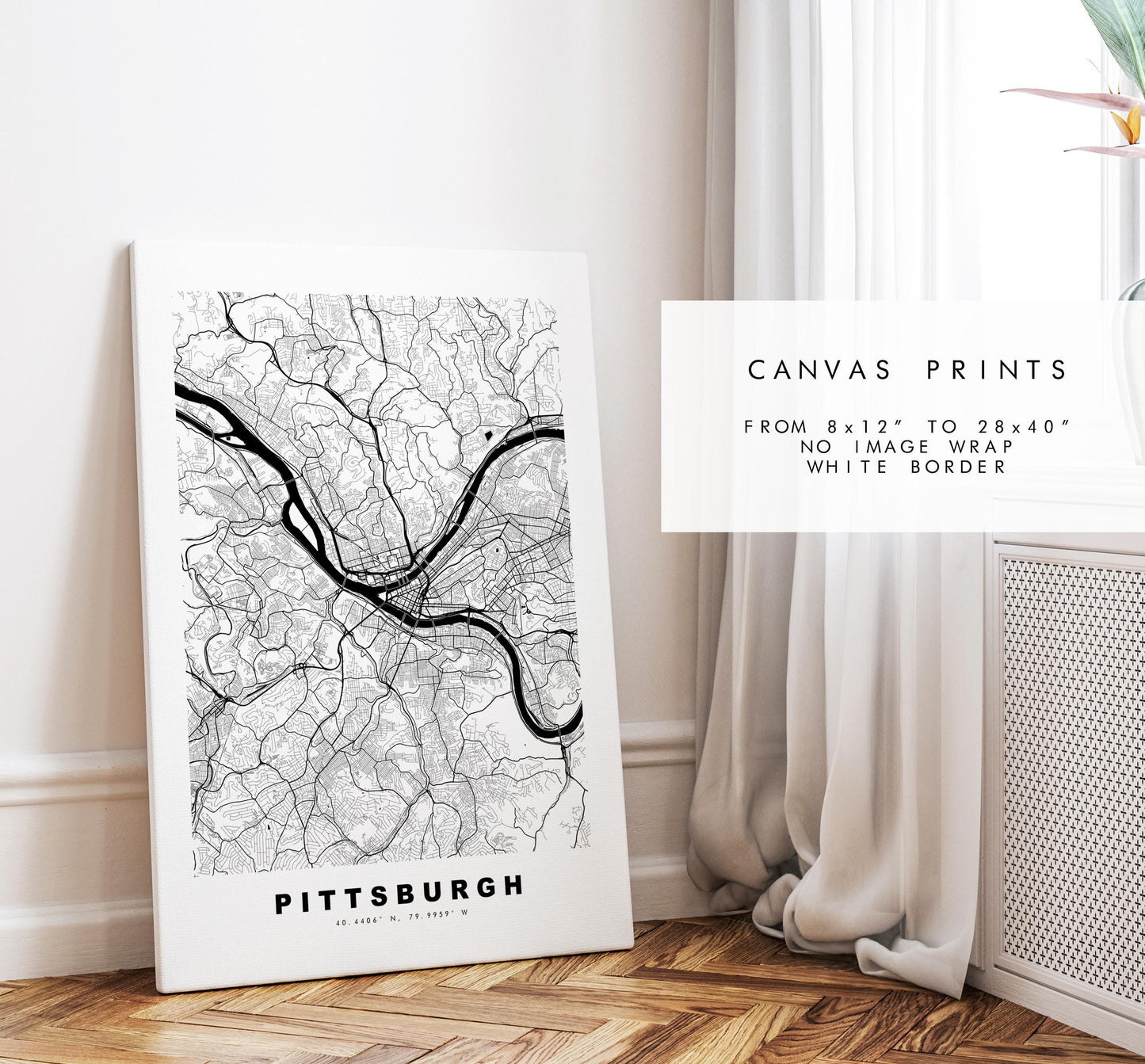 Pittsburgh Map Print - City Map Poster - Map Art - USA City Maps - Pittsburgh Print - Pittsburgh Poster - Minimalist City Map - Pennsylvania