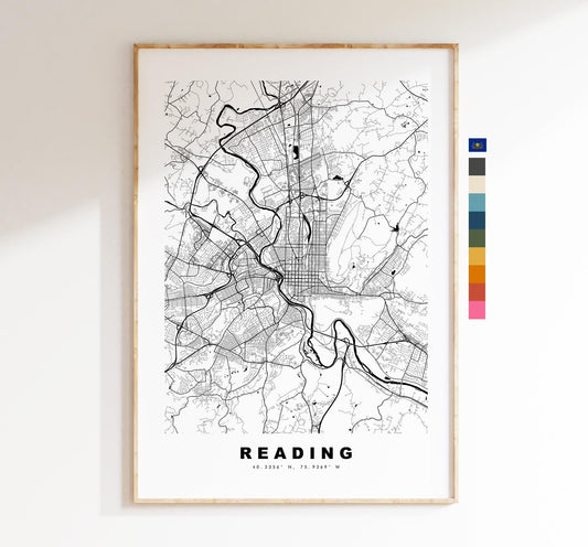 Reading Map Print  (Pennsylvania) - City Map Poster - Map Art - USA City Maps - Reading Print - Poster - Minimalist City Map - Pennsylvania