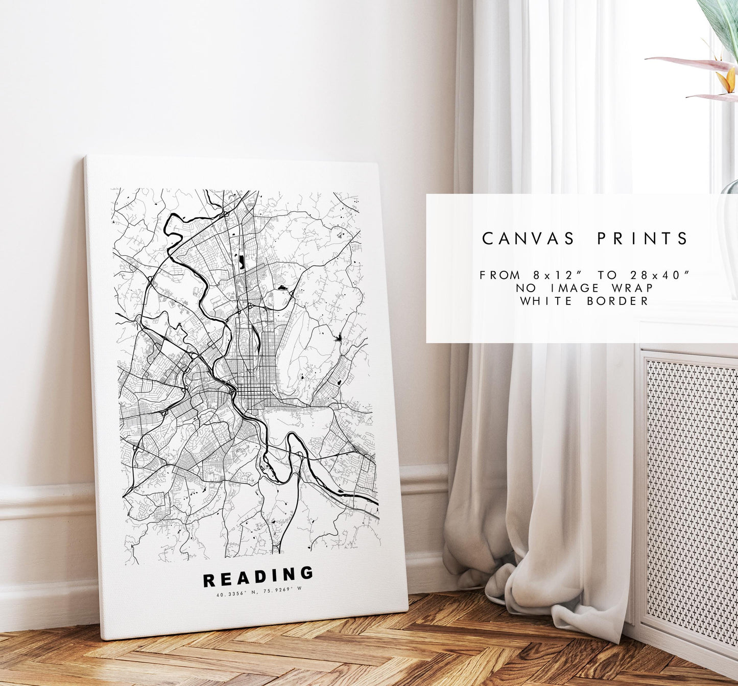 Reading Map Print  (Pennsylvania) - City Map Poster - Map Art - USA City Maps - Reading Print - Poster - Minimalist City Map - Pennsylvania