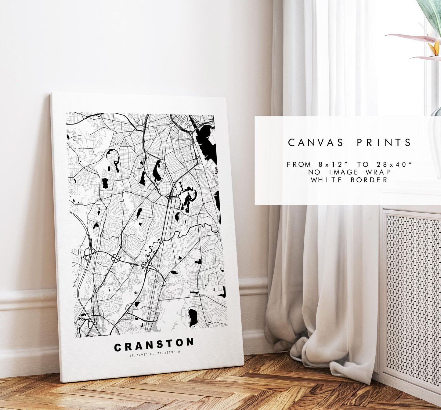 Cranston Map Print - City Map Poster - Map Art - USA City Maps - Cranston Print - Cranston Poster - Minimalist City Map - Rhode Island