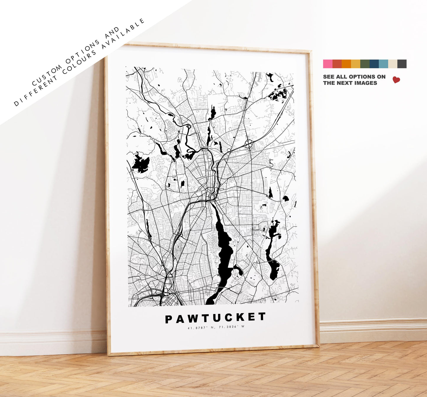 Pawtucket Map Print - City Map Poster - Map Art - USA City Maps - Pawtucket Print - Pawtucket Poster - Minimalist City Map - Rhode Island