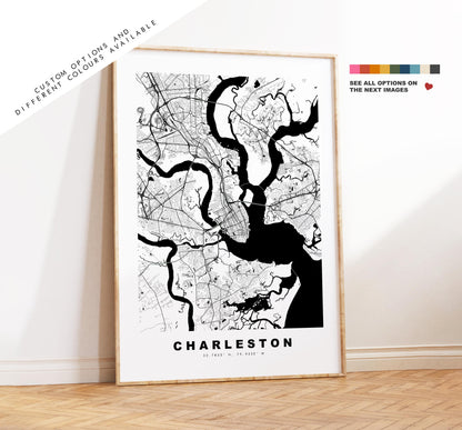 Charleston Map Print - City Map Poster - Map Art - USA City Maps - Charleston Print - Poster - Minimalist City Map - South Carolina