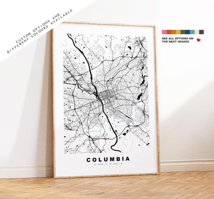 Columbia Map Print (South Carolina) - City Map Poster - Map Art - USA City Maps - Columbia Print - Minimalist City Map - South Carolina