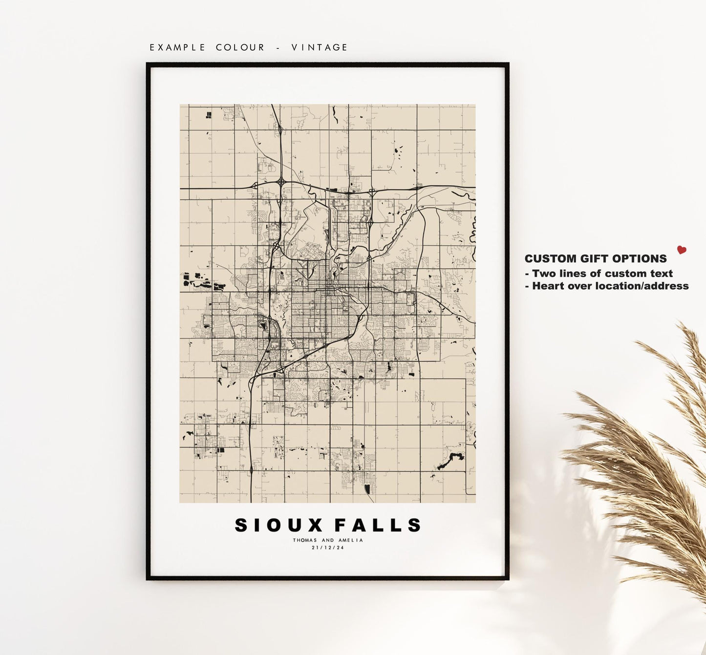 Sioux Falls Map Print - City Map Poster - Map Art - USA City Maps - Sioux Falls Print -  Poster - Minimalist City Map - South Dakota