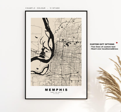 Memphis Map Print - City Map Poster - Map Art - USA City Maps - Memphis Print - Memphis Poster - Minimalist City Map - Tennessee