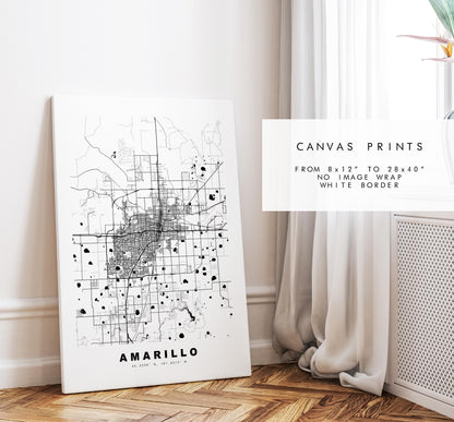 Amarillo Map Print - City Map Poster - Map Art - USA City Maps - Amarillo Print - Amarillo Poster - Minimalist City Map - Texas