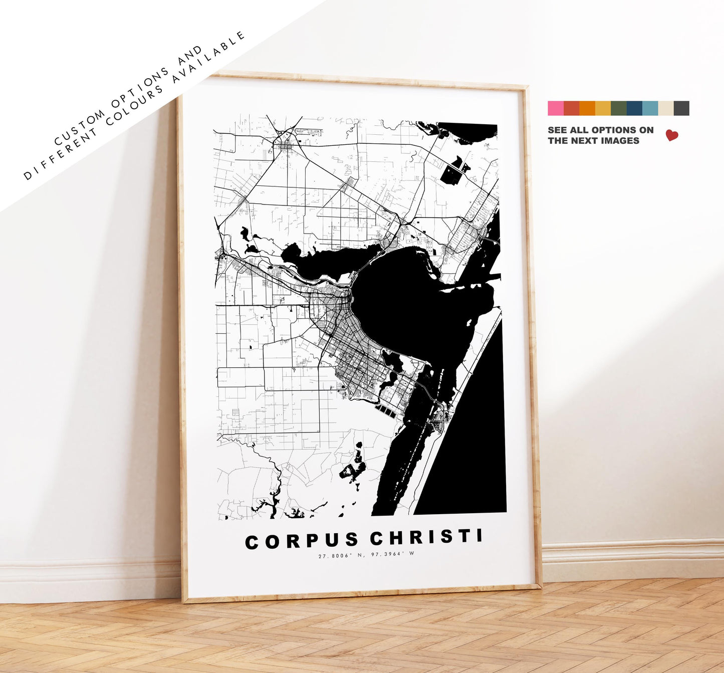 Corpus Christi Map Print - City Map Poster - Map Art - USA City Maps - Corpus Christi Print - Poster - Minimalist City Map - Texas