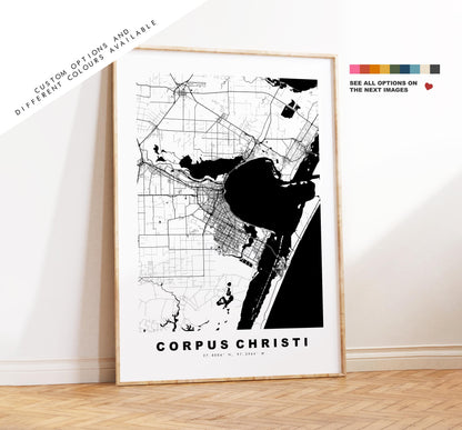 Corpus Christi Map Print - City Map Poster - Map Art - USA City Maps - Corpus Christi Print - Poster - Minimalist City Map - Texas