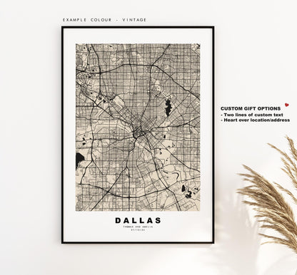 Dallas Map Print - City Map Poster - Map Art - USA City Maps - Dallas Print - Dallas Poster - Minimalist City Map - Texas