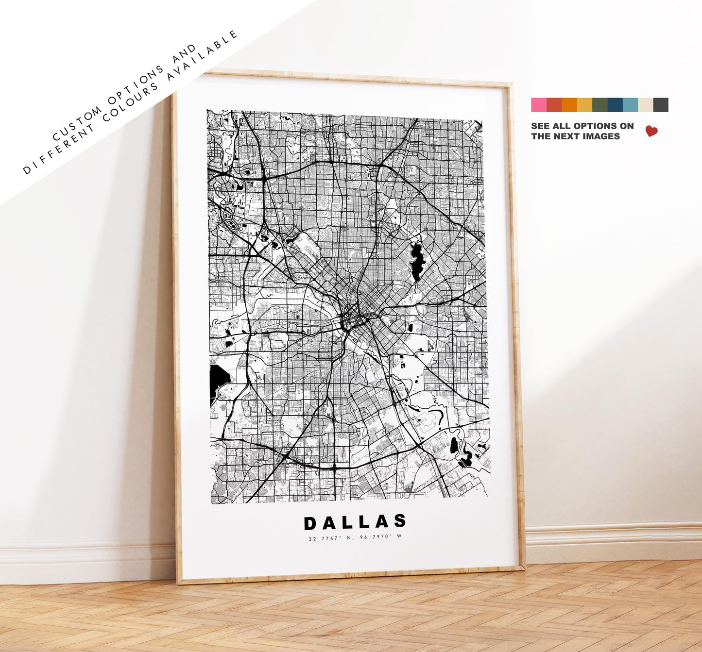 Dallas Map Print - City Map Poster - Map Art - USA City Maps - Dallas Print - Dallas Poster - Minimalist City Map - Texas