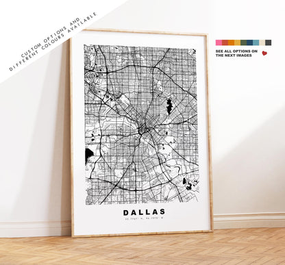 Dallas Map Print - City Map Poster - Map Art - USA City Maps - Dallas Print - Dallas Poster - Minimalist City Map - Texas