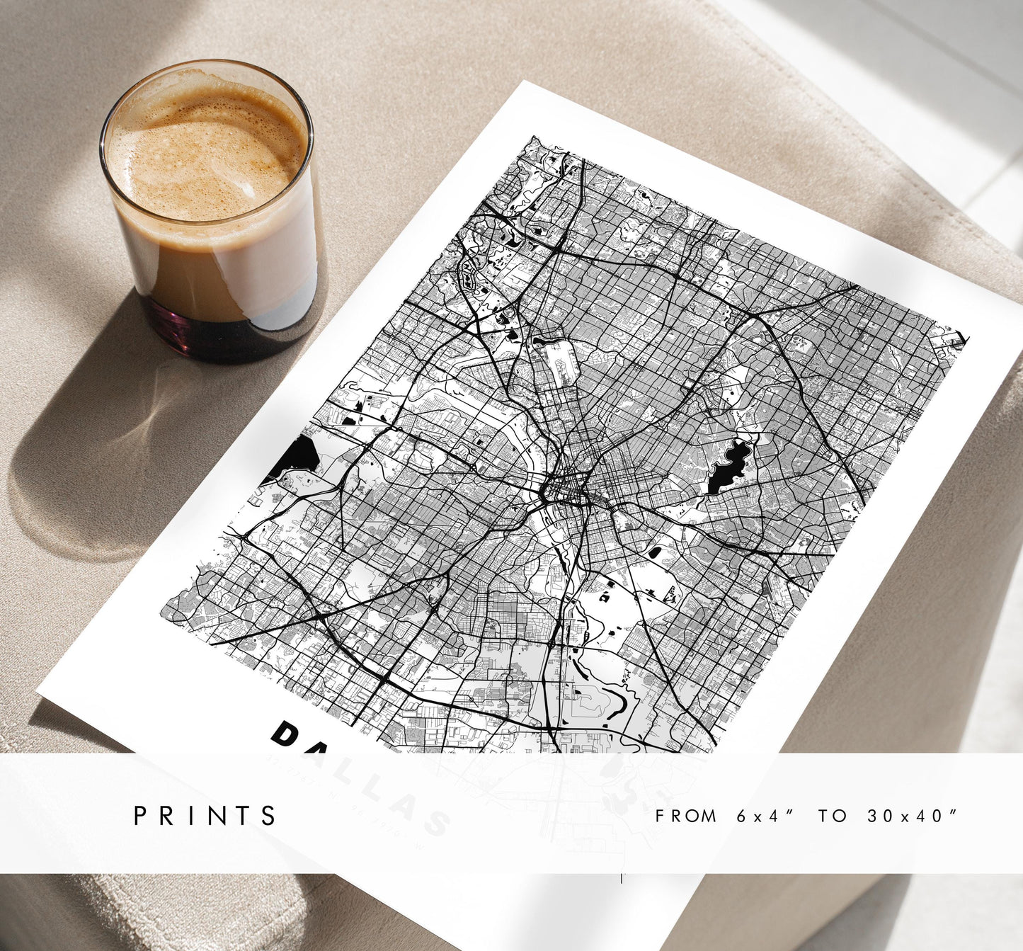 Dallas Map Print - City Map Poster - Map Art - USA City Maps - Dallas Print - Dallas Poster - Minimalist City Map - Texas