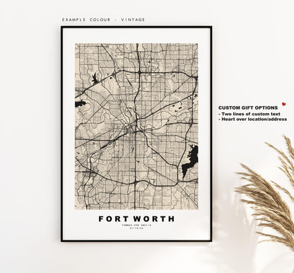 Fort Worth Map Print - City Map Poster - Map Art - USA City Maps - Fort Worth Print - Fort Worth Poster - Minimalist City Map - Texas