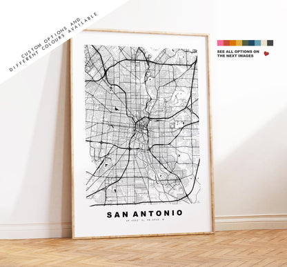 San Antonio Map Print - City Map Poster - Map Art - USA City Maps - San Antonio Print - San Antonio Poster - Minimalist City Map - Texas